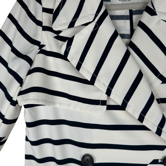 Madewell Women’s Parcel Striped Trench Coat Size XS Crepe White Black Collared - Picture 9 of 13